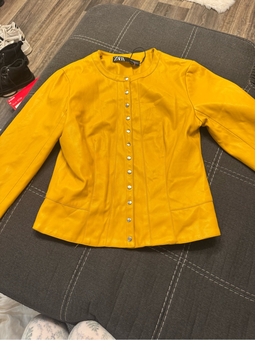 ZARA Women's Yellow Snap-Front Jacket